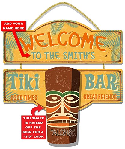Redeye Laserworks Tiki Bar Personalized Hardboard 3D Wall Sign From