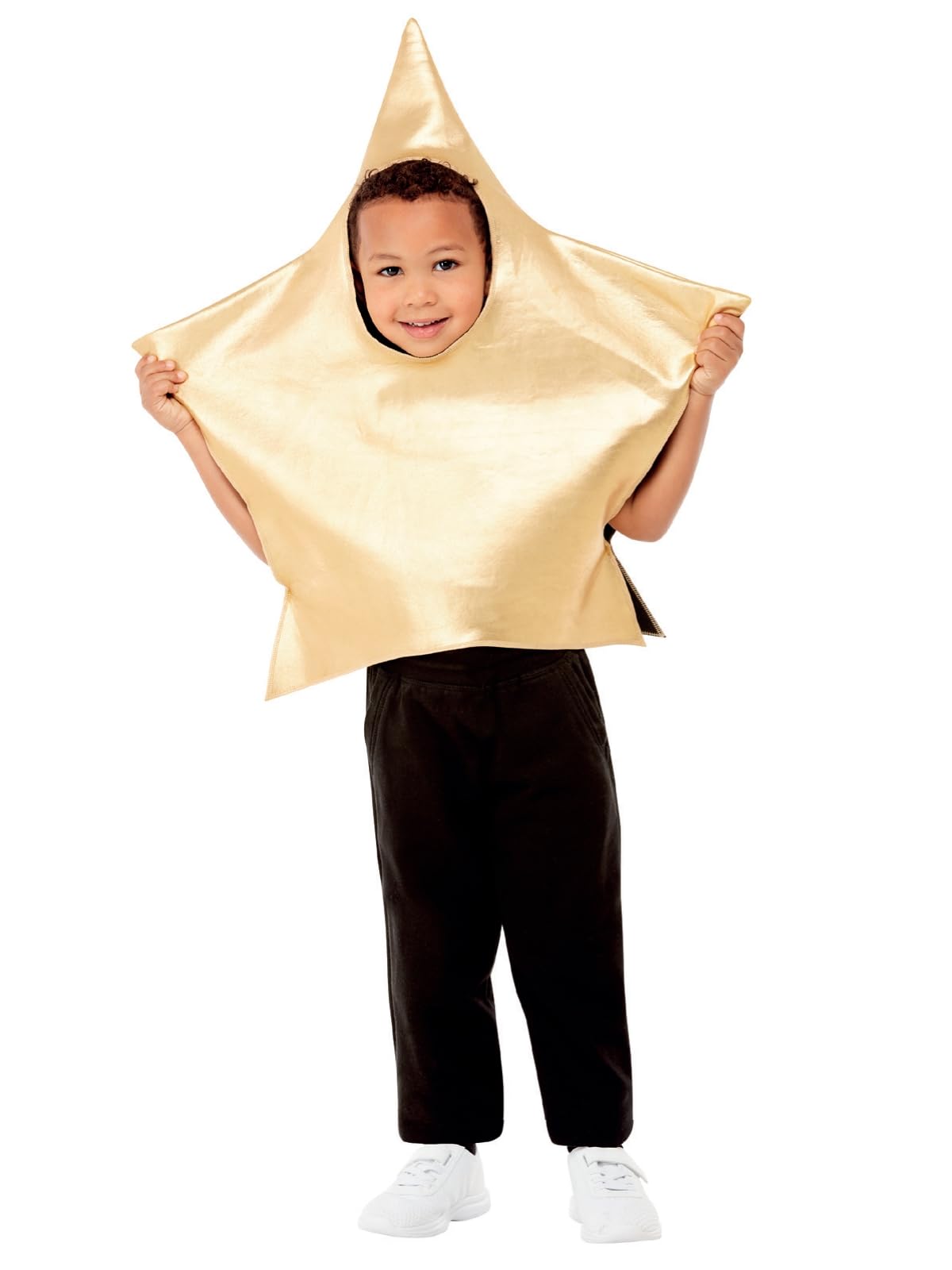 Smiffys Shining Star Costume, Gold – Kids Nativity Fancy Dress Outfit - Star Tabard, Christmas Costume for Boys & Girls, Nativity School Plays & Festive Celebrations