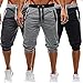 Lesimsam USGreatgorgeous Men's Casual Elastic Waist Harem Training Jogger Sport Short Baggy Pants (L, Dark Gray)