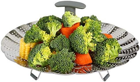 Vasdoo Vegetable Steamer Basket for Instant Pot Accessories,Fits 6,8 Quart Instant Pot Pressure Cooker,Stainless Steel Foldable Steamer Insert with Extendable Handle (7" to 11")