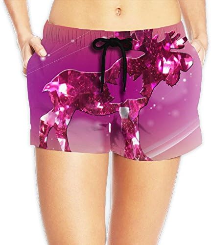 Happy Canada Day Moose Maple Leaf Women's Tropical Quick Dry Board Shorts Bathing Suits Swimwear Volley Beach Trunks
