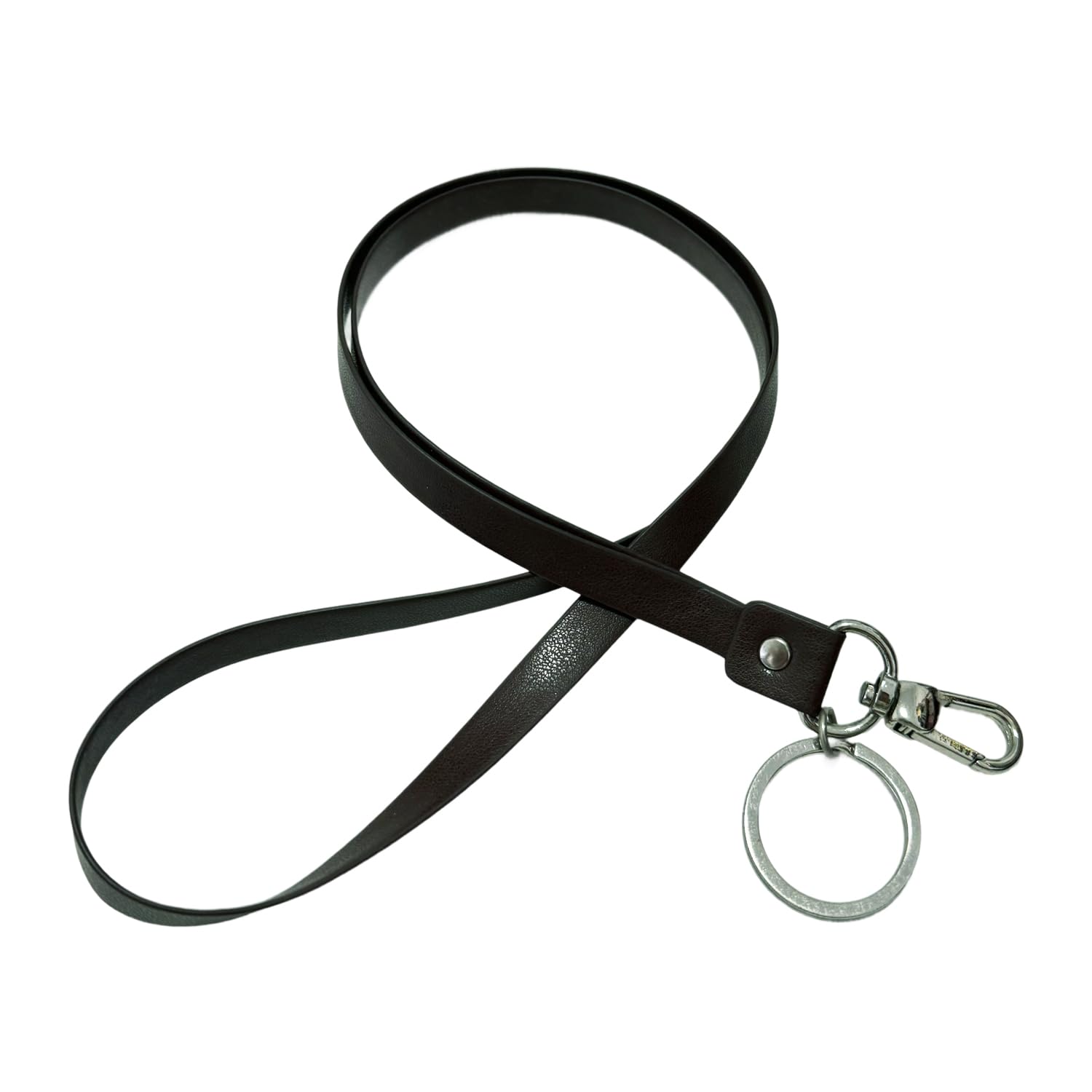 Lanyard Neck Strap, Faux Leather Lanyard Key Chain with Metal Clasp Women Men ID Badge Lanyard for Card Holder, Whistle, Wallet