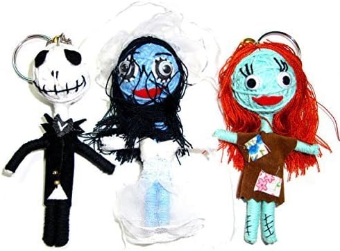 Jack Skellington, Sally, Emily Corpse Bride Ragdoll Triple Mini String Doll Night Before Christmas by Goth Dolls