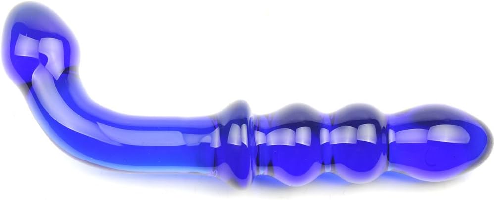 PleasureBox Sex Toy Sensual Glass Dildo Butt Plug Prostate Massager, 17 cm, Blue Bender