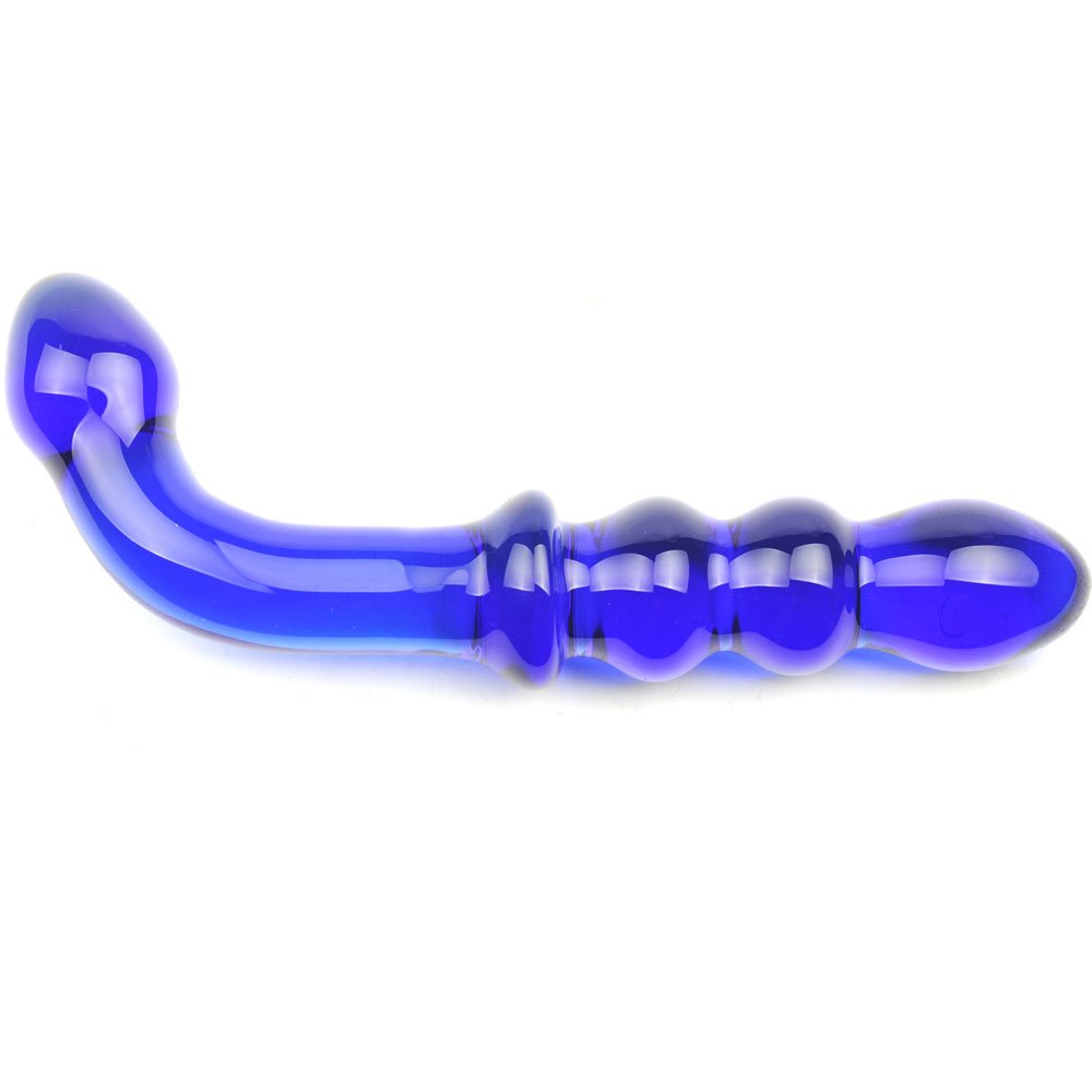 Pleasurebox Sex Toy Sensual Glass Dildo Butt Plug Prostate Massager, 17 cm, Blue Bender