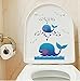Mziart Cartoon Toilet Lid Cover Stickers For Kids, Waterproof & Removable Stickers for Restroom wall decals - Cute Spray Whale