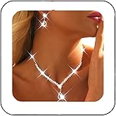 Unicra Rhinestone Bridal Wedding Jewelry Set Silver Crystal Necklace Earrings Sets Formal Costume Jewelry for Women and Brides