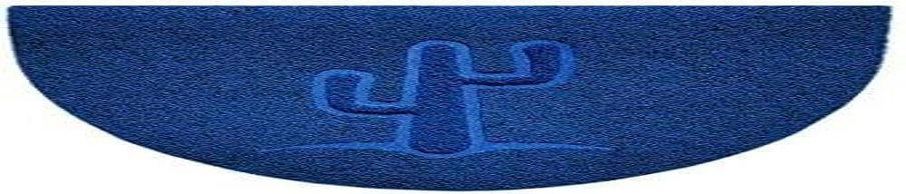 Nicoman Embossed Halfmoon Half Circle Door Mat Dirt-Trapper Jet-Washable Doormat 70x44cm (Blue, CACTUS Shape) - Use on Carpet ONLY