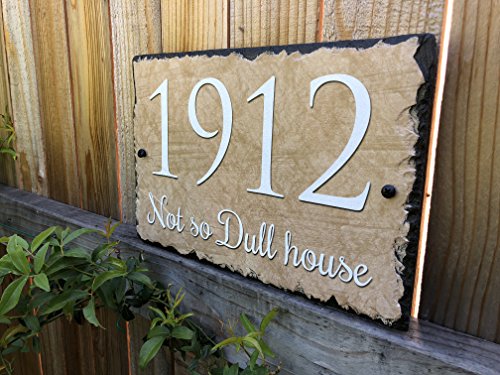 Sassy Squirrel Beautifully Handcrafted and Customizable Slate Home Address Plaque (12"x8", 12"x6", 18"x10" or 16"x10") House Sign with and mounting Hardware. Improve The Curb Appeal of Your Property - Thumbnail 2