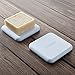 Marbrasse Absorbent Diatomite Soap Bar Holder, Anti-bacterial Soap Saver Dish and Square Coasters 2 Pack, Made from Self-dry Diatomaceous Earth Stone (White with Pale Blue)
