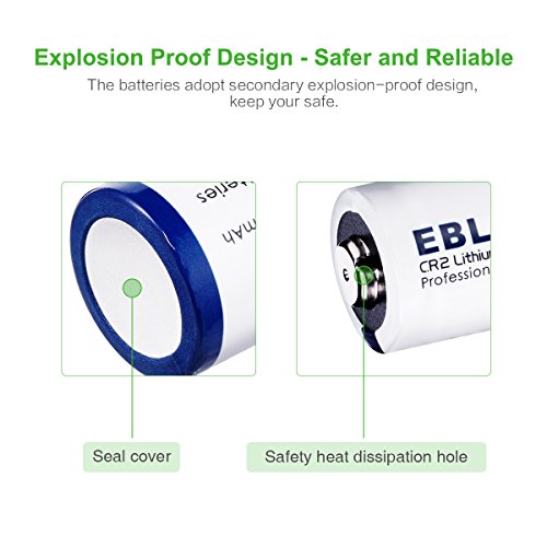 image for EBL CR2 Batteries 3V 800mAh DL-CR2 Lithium Photo Battery with PTC Prot