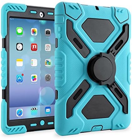 Satisfounder iPad 2 3 4 Cover Case with Kickstand and Sticker -Kids Proof Extreme Duty Dual Protective Back Cover for Apple iPad 4 3 2 -Rainproof Sandproof Dustproof Shockproof (IPAD Blue/Black)