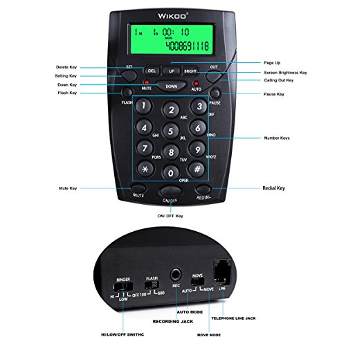 Wikoo Handsfree Call Center Dialpad, Black Corded Dialpad with Mute Function For Home & Business, Comes with Noise Cancelling Headset - Noise Cancellation
