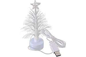 TARANDUS USB Power Muti-Colour Desk Glowing Fiber Optic LED Christmas Tree LED Light Glowing Lights for 5 INCH Mini 7 Colors with Top Star Light Christmas Xmas Holiday Decoration