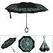 BAGAIL Double Layer Inverted Umbrellas Reverse Folding Umbrella Windproof UV Protection Big Straight Umbrella for Car Rain Outdoor with C-Shaped Handle (Peacock)
