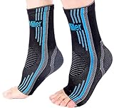 Doc Miller Ankle Brace Compression - 1 Pair Support Men Women Best Foot Sleeve Achilles Tendonitis Plantar Fasciitis Arthritis Fracture Reduces Swelling Pain Relief Orthopedic Stabilizer (Blue, L)