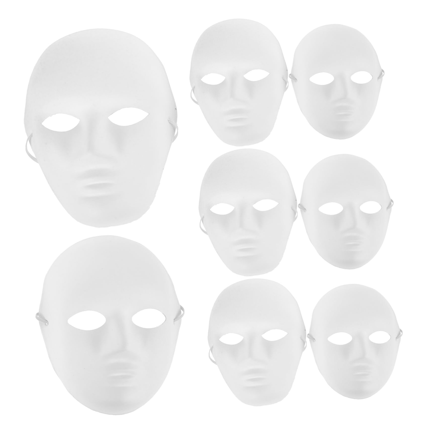 Amosfun DIY Blank Masks 8PCS White Full Face Masks Masquerade Masks for