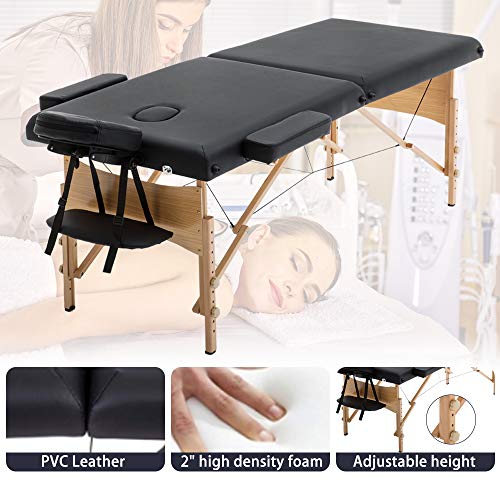 Portable Massage Table Spa Bed Foldable 73 Inch Height Adjustable Massage Bed with Solid Wooden Legs and Carry Case… - Image 2