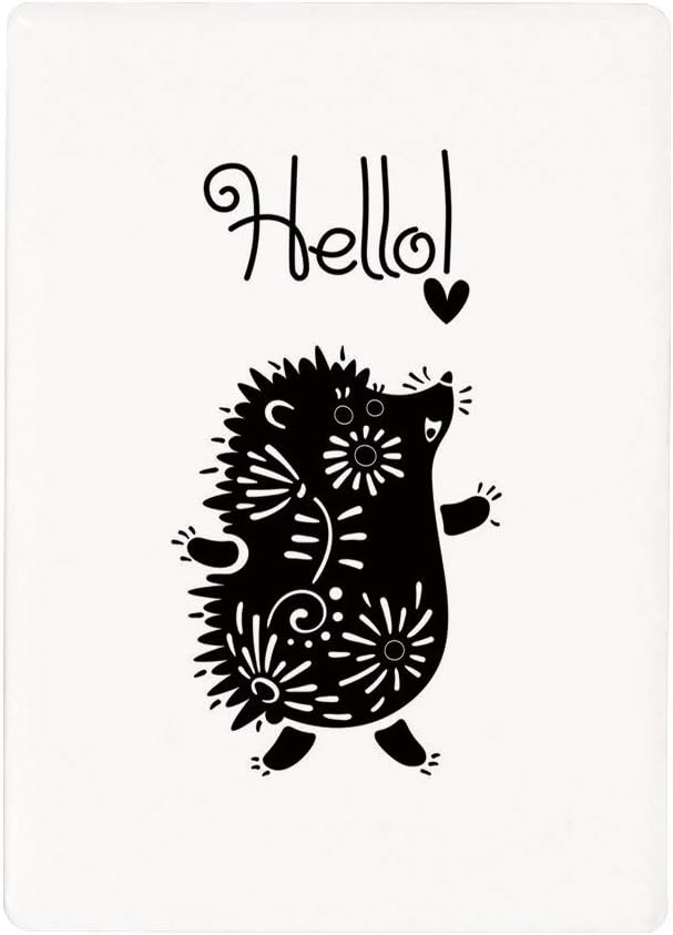 Amazon ステッカー 夢 幻想 ハリネズミ 黒と白の落書き動物のスパイク花こんにちは引用面白いイラスト装飾 ブラックホワイト60x100cm 自己接着性 取り外可能 壊れ目 ウォールステッカー オンライン通販