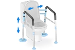 Delog Toilet Safety Rails 300 lb - Adjustable Toilet Safety Frame & Rails, Toilet Safety Rail for Elderly Adults, Toilet Handles for Seniors, Toilet Bars for Elderly & Handicap (Blue)
