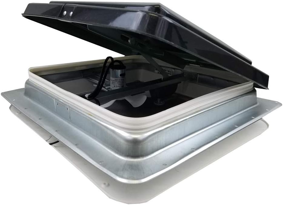 MSPowerstrange 14" RV Camping Roof Vent 12 Volt Fan Smoke Lid Heng's 74112-C w/ 1" Garnish Ring