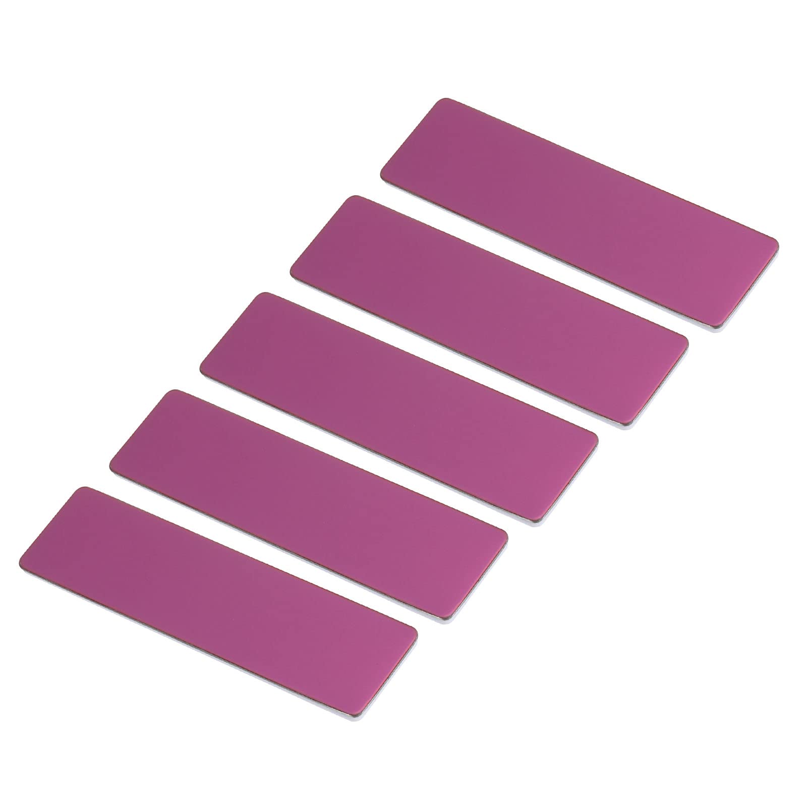 PATIKIL 2.73 x 0.78inch Engraved Badge Blanks,5pcs Metal Name Tags Kit Round Corners with Pin, Label Name Badge Custom Name Tag for Office,Business,Purple
