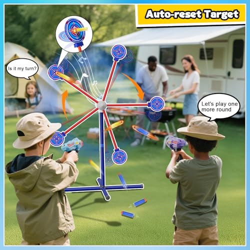 DX DA XIN Rotary Shooting Target Games for Children Includes 2 Pistols Toys 20 Foam Darts Outdoor Garden Toys Gifts for Boys 4 5 6 7 8 9 10 Years Old