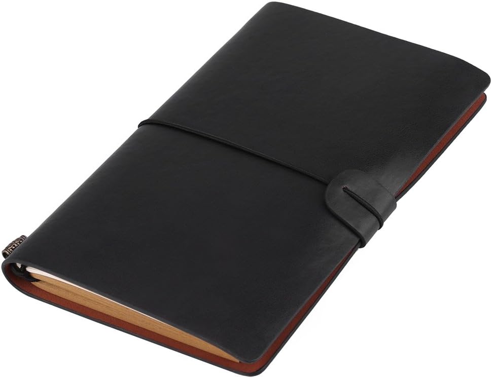 Travel Journal Notebook, 1 Pcs Vintage Retro PU Leather Notebook, Personalized Journal Diary Refillable Notepad ( Black) - Image 3