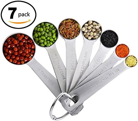 18/8 Stainless Steel Measuring Spoons, Baking Scale Measures the Seasoning Spoon, Measuring Dry and Liquid Ingredients(Set of 7)