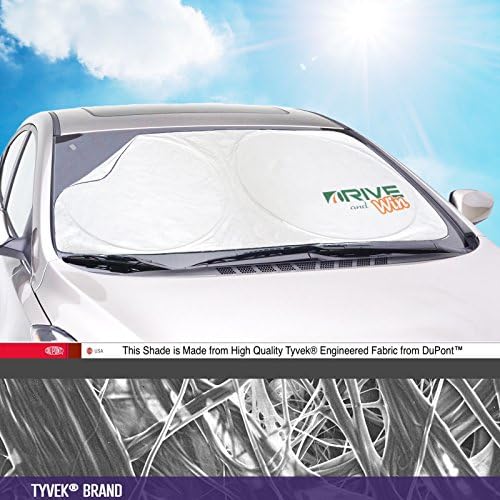 Car Windshield Shade - Best For Cool Interior &amp; Dashboard Protection, DuPont Tyvek® Premium Window Sunshade Blocks Hot Sun - Velcro Universal, Fits Most Auto Vehicles 100% Satisfaction Guaranteed!
