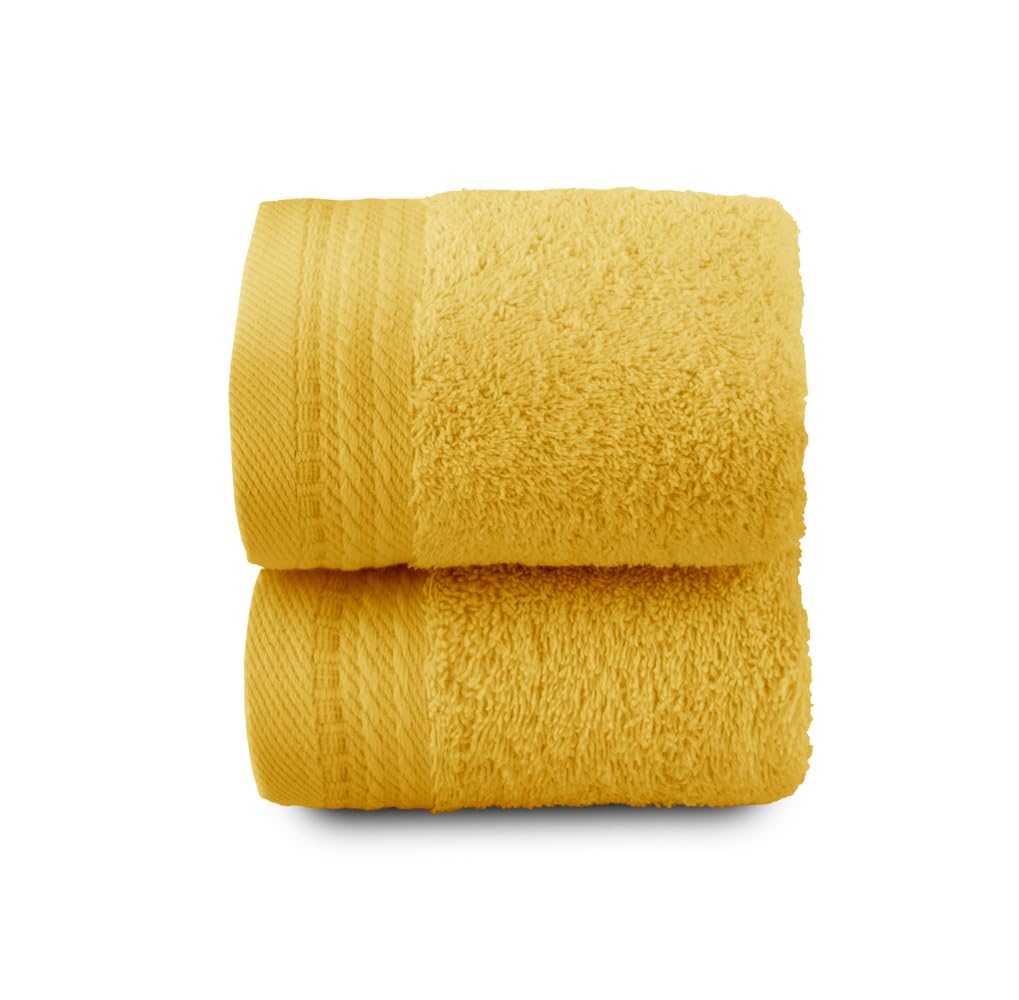 Top Towel - Premium - Large Bath Towels - Bath Towels - 2 Face Towels or Bidet -30x50cm - 100% Cotton - 600g - Lemon