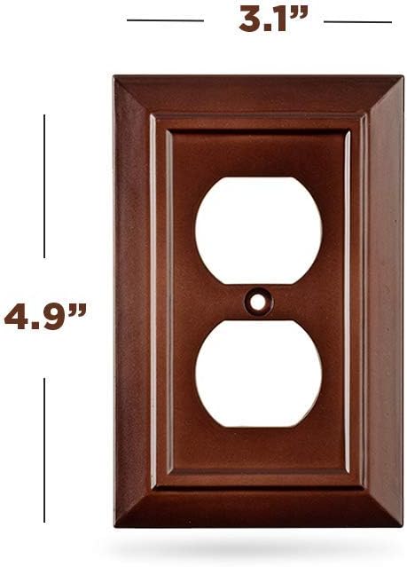 Pack of 4 Wall Plate Outlet Switch Covers by SleekLighting | Decorative Dark Brown Mahogany Look | Variety of Styles: Decorator/Duplex/Toggle / & Combo | Size: 1 Gang Duplex - - 