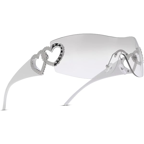 Amazon.com: COASION Wrap Around 2000S Rimless Sunglasses for  display picture 2