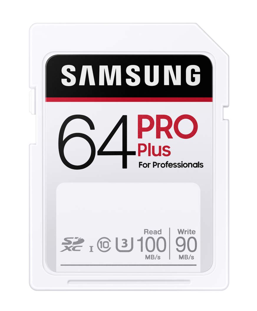 Samsung PRO Plus 64GB SDXC UHS-I U3 100MB/s Full HD & 4K UHD Memory Card (MB-SD64H/EU)