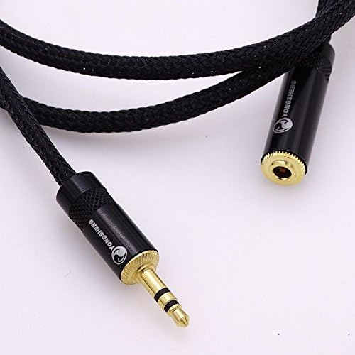 1.5meter black nylon sleeve 4 cores copper wire 3.5mm male to 3.5mm female car aux audio cord headphone extension cable