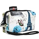 AUPET Eiffel Tower Design Digital Camera Case Bag Pouch Coin Purse with Strap for Sony Samsung Nikon Canon Kodak