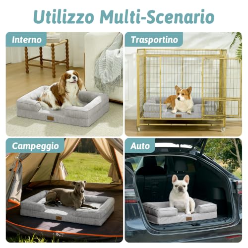 COZY KISS Q-Max Refreshing Dog Sofa, 0.4 cm Summer Dog Bed, Orthopaedic Dog Sofa Indoor Large Size, Waterproof Removable and Washable Bed, Grey, XL (112 x 81 x 18 cm)