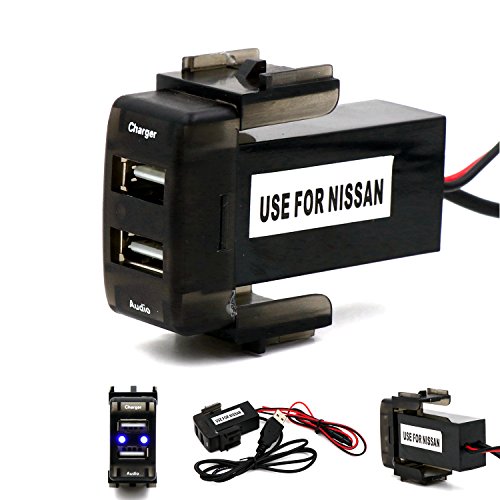 Special Dedicated Car 5V 2.1A USB Interface Charger and USB Audio Input Socket Use for NISSAN,qashqai,tiida,x-trail,sunny,NV200