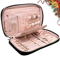 Travel Jewelry Organizer Case, ForTomorrow Large Capcity Jewelry Storage Bag with Zipper Pocket, Portable Women Traveling Jewelry Box for Necklaces, Earrings, Rings, Bracelets, Black Bag Only