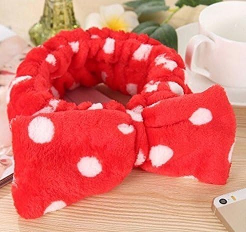 Women Fashion Sweet Lovely Coral Fleece Bowknot Makeup Cosmetic Hair Band Hairlace Headband Ultra Soft Face Washing Elastic Bow