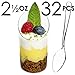 DLux 32 x 2.5 oz Mini Dessert Cups with Spoons, Slanted Round - Clear Plastic Parfait Appetizer Cup - Small Reusable Serving Bowl for Tasting Party Desserts Appetizers - With Recipe Ebook