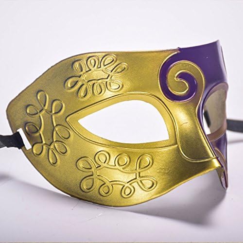 Xnferty Halloween mask Party Mardi Gras Half Face Painting Mask Masquerade Knight Prince masks Half Surface Spray Paint Mask (Half gold and half purple)
