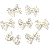 DanLingJewelry 500Pcs Cute Bow Shaped ABS Imitation Pearl Beads Bulk White Bowknot Beads for Jewelry Making Crafts Accessories Gifts