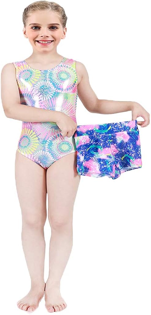 FeiTianWu Gymnastics Shorts for Girls Sparkle Glitter Dance Tumbling Athletic Gymnastics Short 3-14Years: Clothing