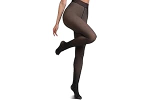 JIZ Translucent Fleece Lined Tights Women, Thermal Tights for Women, Pantyhose Leggings, Warm Sheer Tights for Women Winter (Medium, Black)