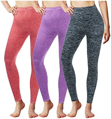 ACTICLO Yoga Pants High Waist Workout Running Tights w For Women's 3-Pack Red/Purple/Aqua XX-Large Plus Size