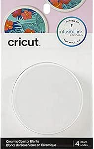 Cricut Coaster Blanks For Infusible Ink – Square White Coasters, 4-Pack With Cork Backing