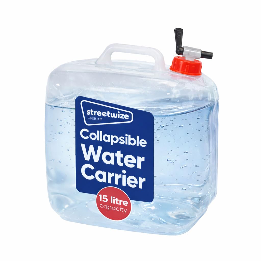 Streetwize - 15L Plastic Water Carrier - Camping, Garden, Caravan Water Container - Perfectly safe for Drinking water