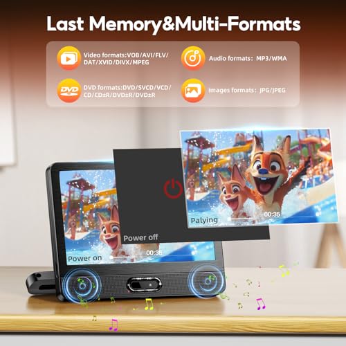 Arafuna 12 Inch Car DVD Player with AV, HDMI, Portable DVD Player Car Child, Car Screen Headrest, Support USB/TF 128GB, Video 1080P