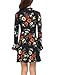 ACEVOG Women's Casual Floral Print Bell Sleeve Fit and Flare Dress